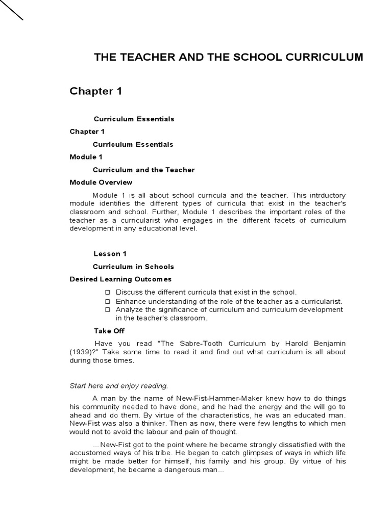 Teacher's Role in School Curriculum | PDF | Curriculum | Teachers