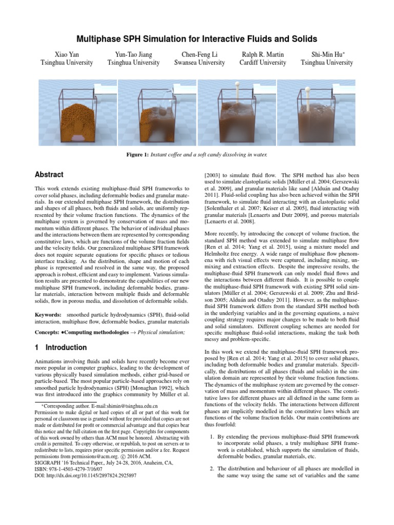 Multiphase SPH Simulation For Interactive Fluids and Solids | PDF ...