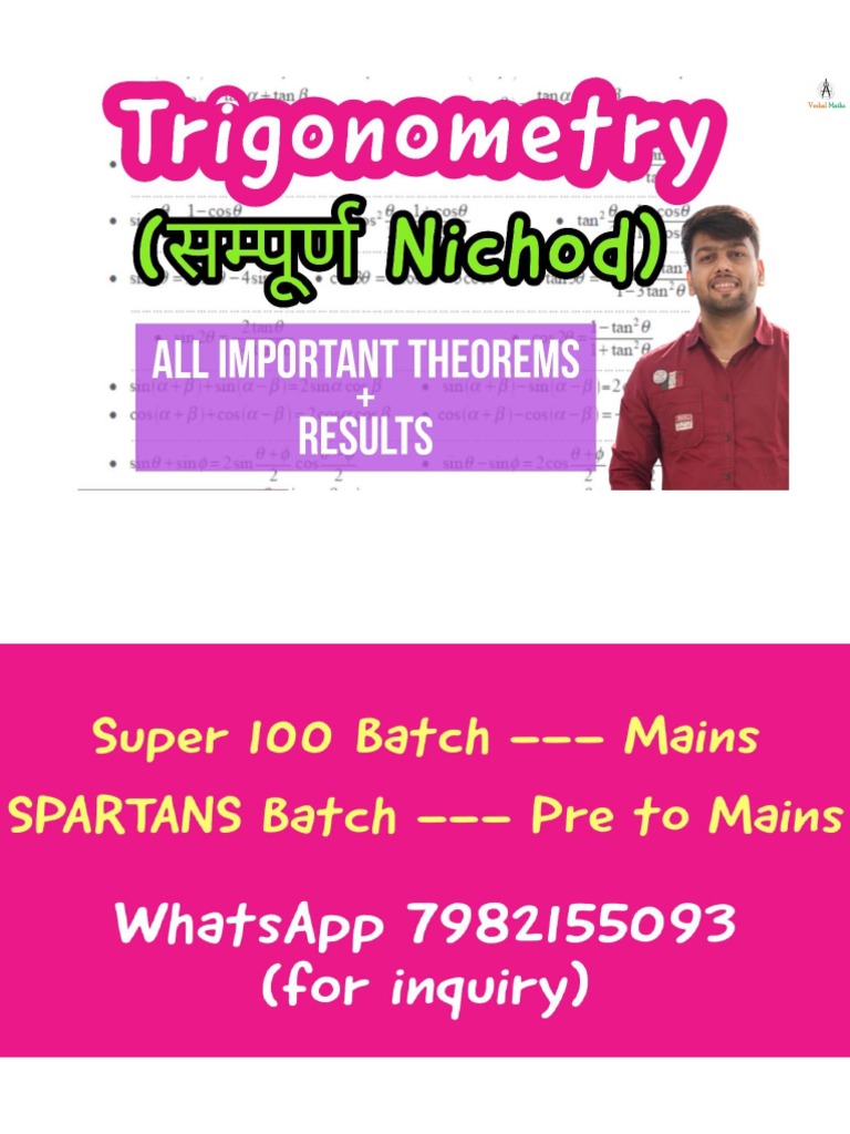 Trigonometry nichod by abhas saini all imp results and questions pdf