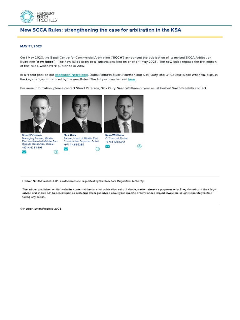 New SCCA Rules Strengthening The Case For Arbitration in The KSA