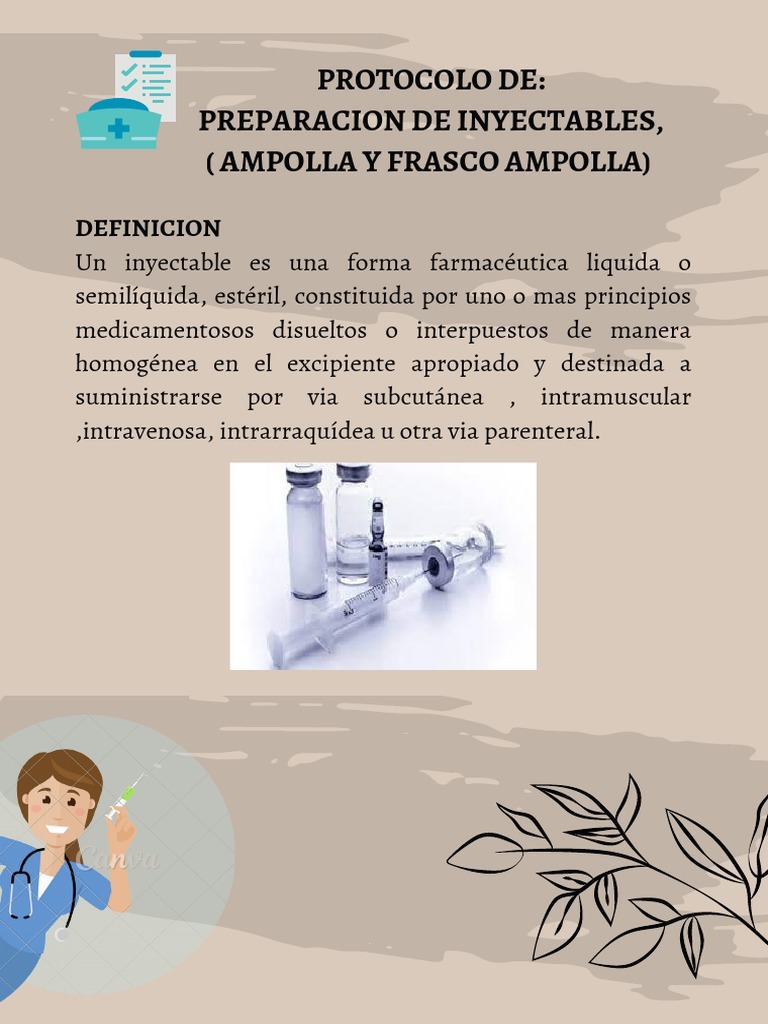 Protocolo de Preparacion de Inyectables, (Ampolla y Frasco Ampolla ...