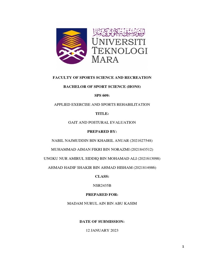 SPS 609 - Gait - Analysis - SR2435B | PDF | Anatomical Terms Of Motion ...