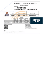 NTS - (GAT-SUBJECT) Result Card