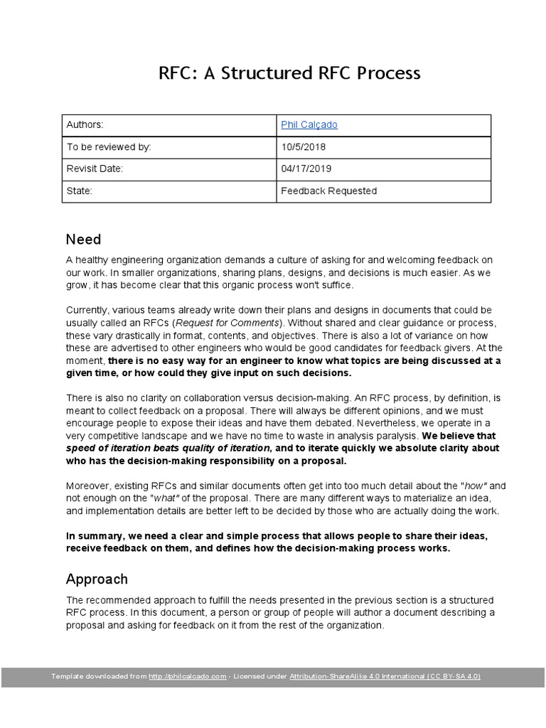 Template of RFC - A Structured RFC Process | PDF | Career & Growth ...
