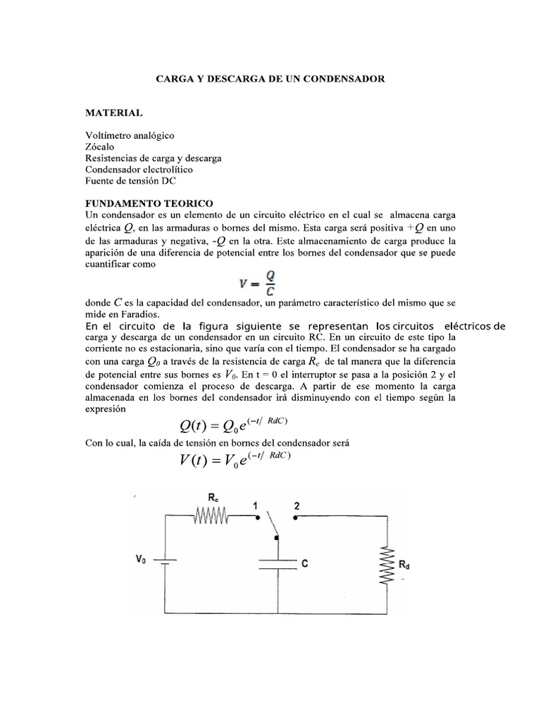 Carga y Descarga de Un Condensador PDF