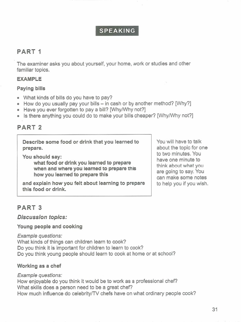 Cambridge IELTS 18 Speaking Test 1 | PDF