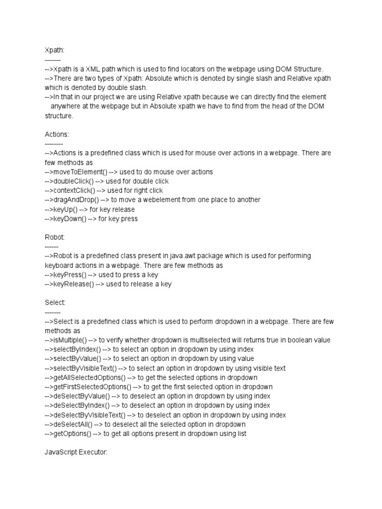 Selenium Important Points | PDF