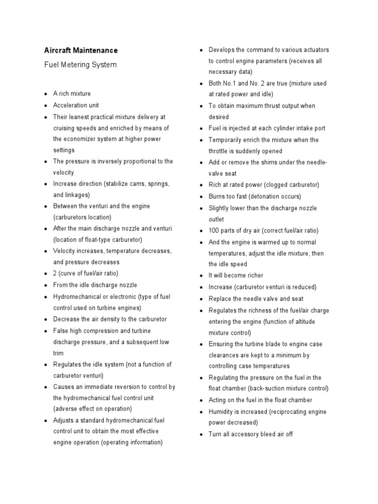 AircraftMaintenanceReviewer (Fuel Metering System) PDF Carburetor
