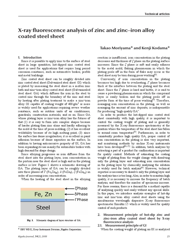 X-Ray Fluorescence Analysis of Zinc and Zinc-Iron Alloy Coated Steel ...
