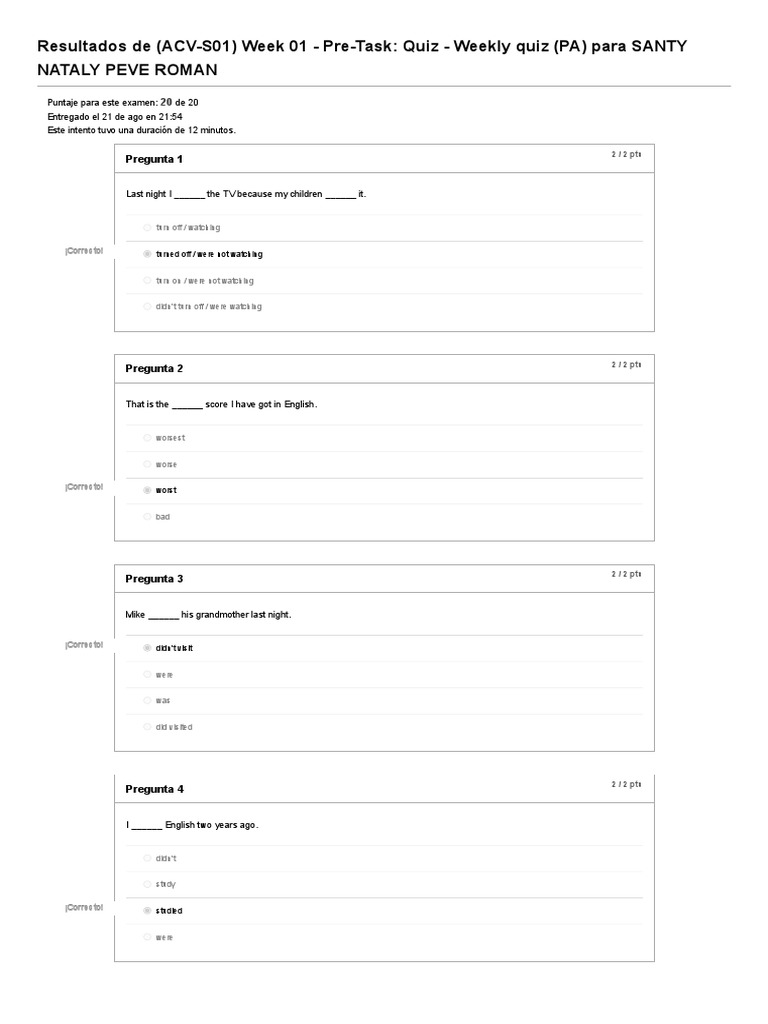 (ACV-S01) Week 01 - Pre-Task - Quiz - Weekly Quiz (PA) | PDF
