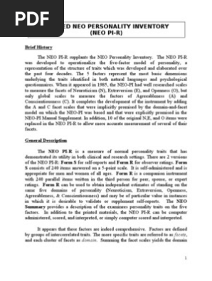 Neo Pi R Pdf Extraversion And Introversion Emotions