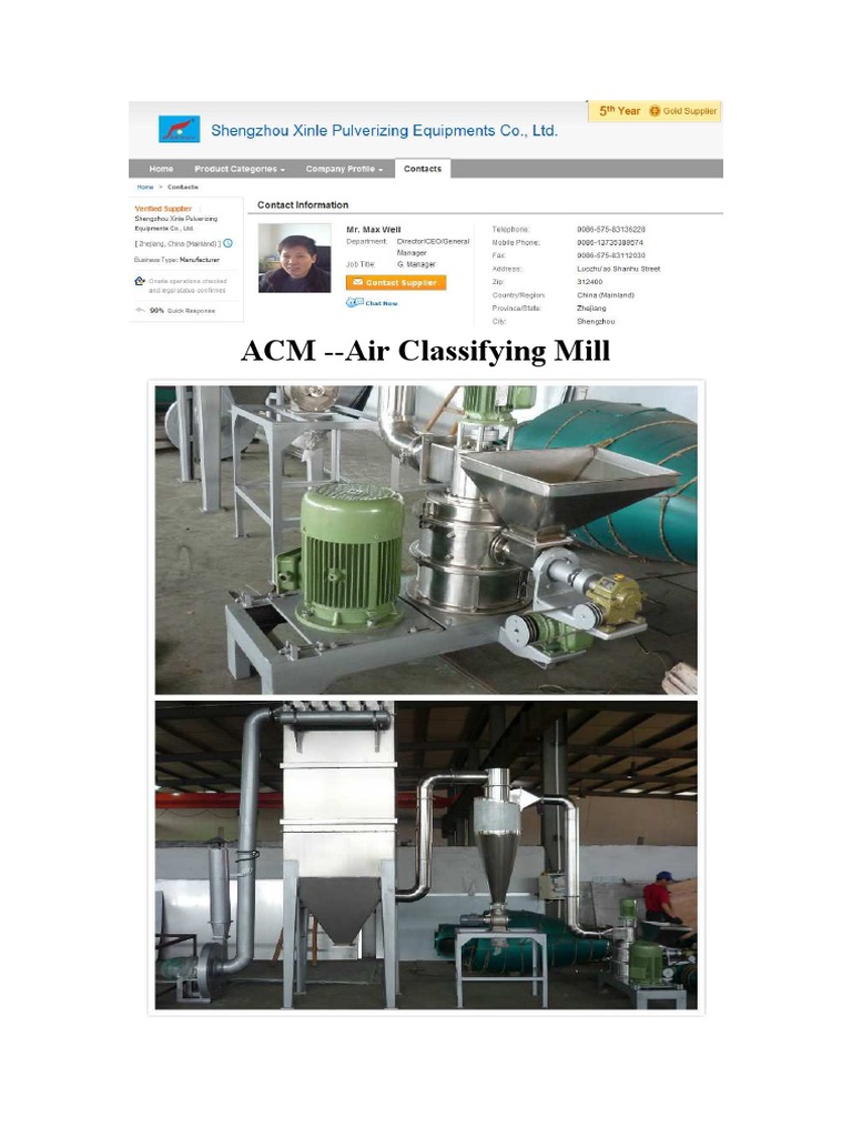 ACM Air Classifying Mill Overview | PDF