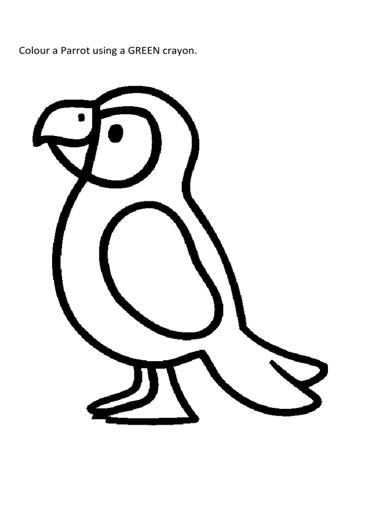 Colour a Parrot Using a GREEN Crayon34years_worksheet PDF
