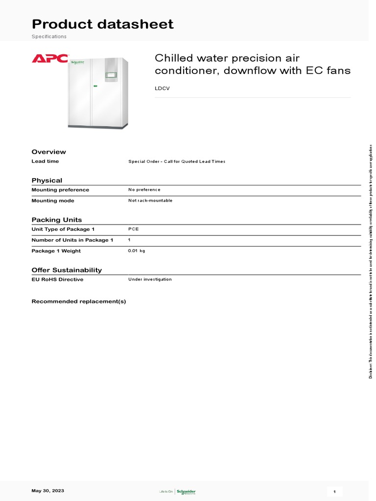 LDCV Chilled Water AC Specifications | PDF