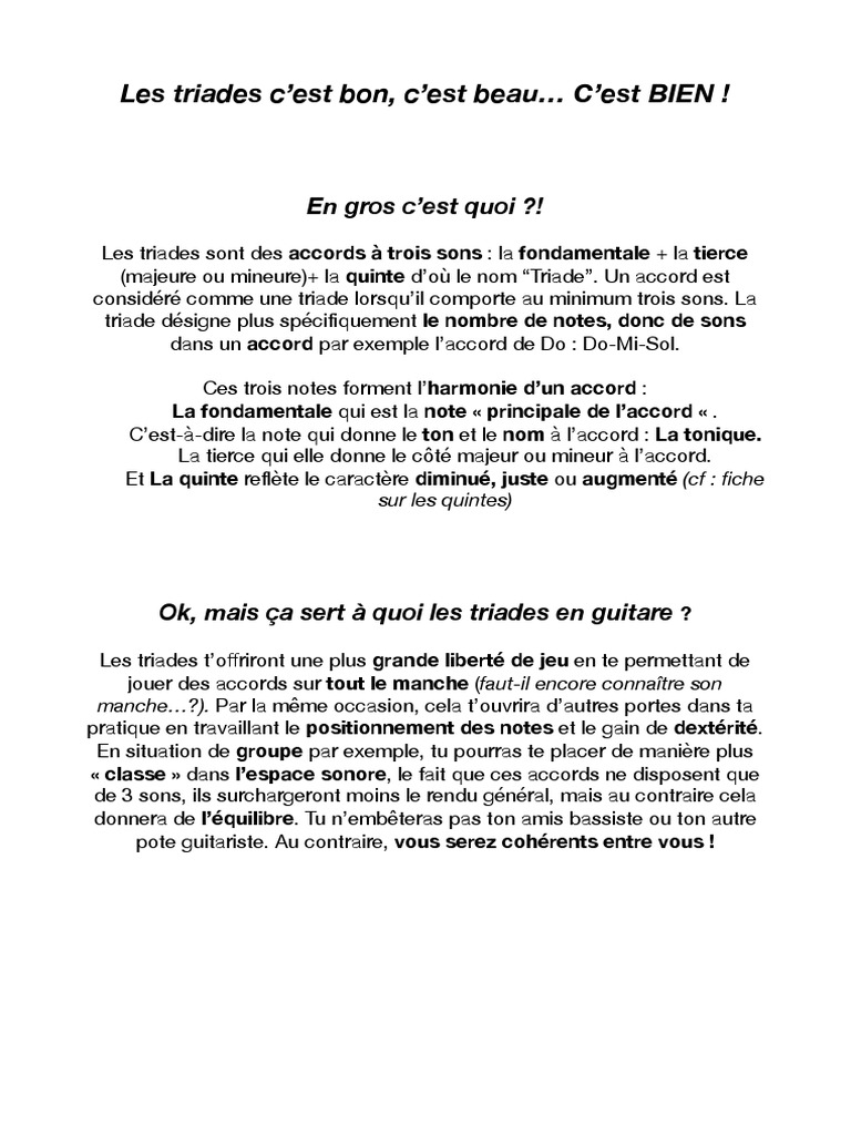 Comprendre les triades à la guitare | PDF
