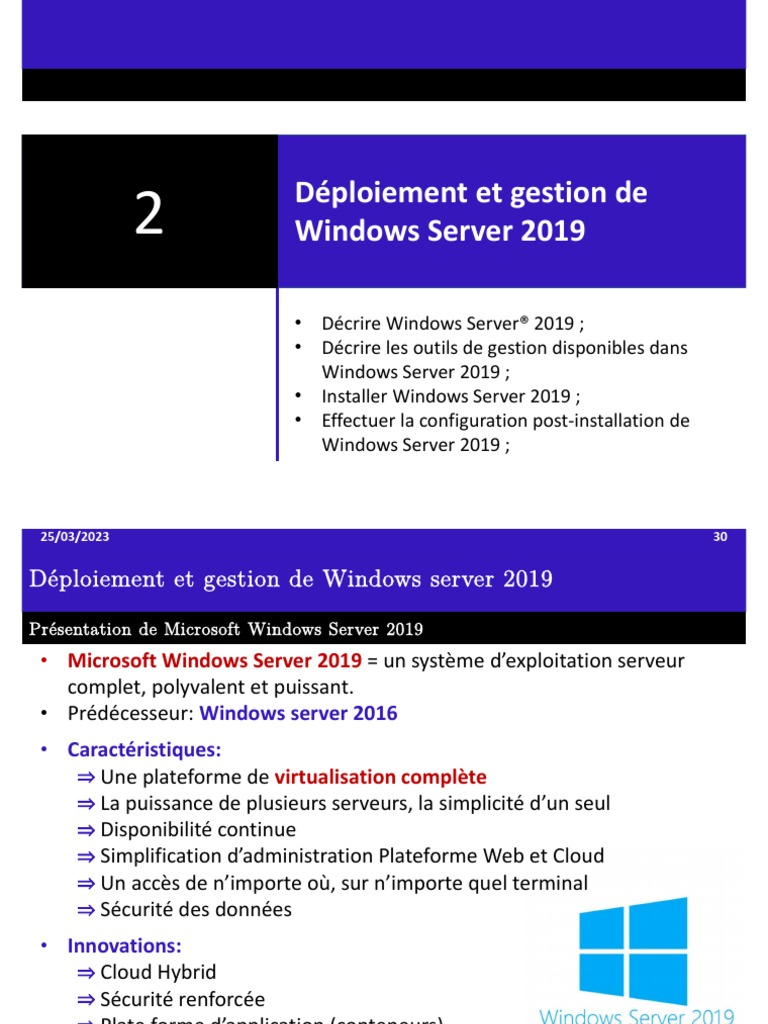 Partie2 - Déploiement Et Gestion de Windows Server 2019 | PDF ...
