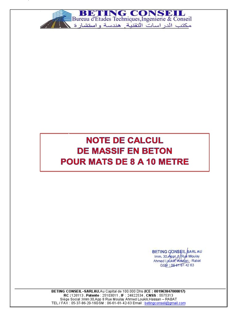 Note de Calcul de Massif en Beton Def PDF — free download