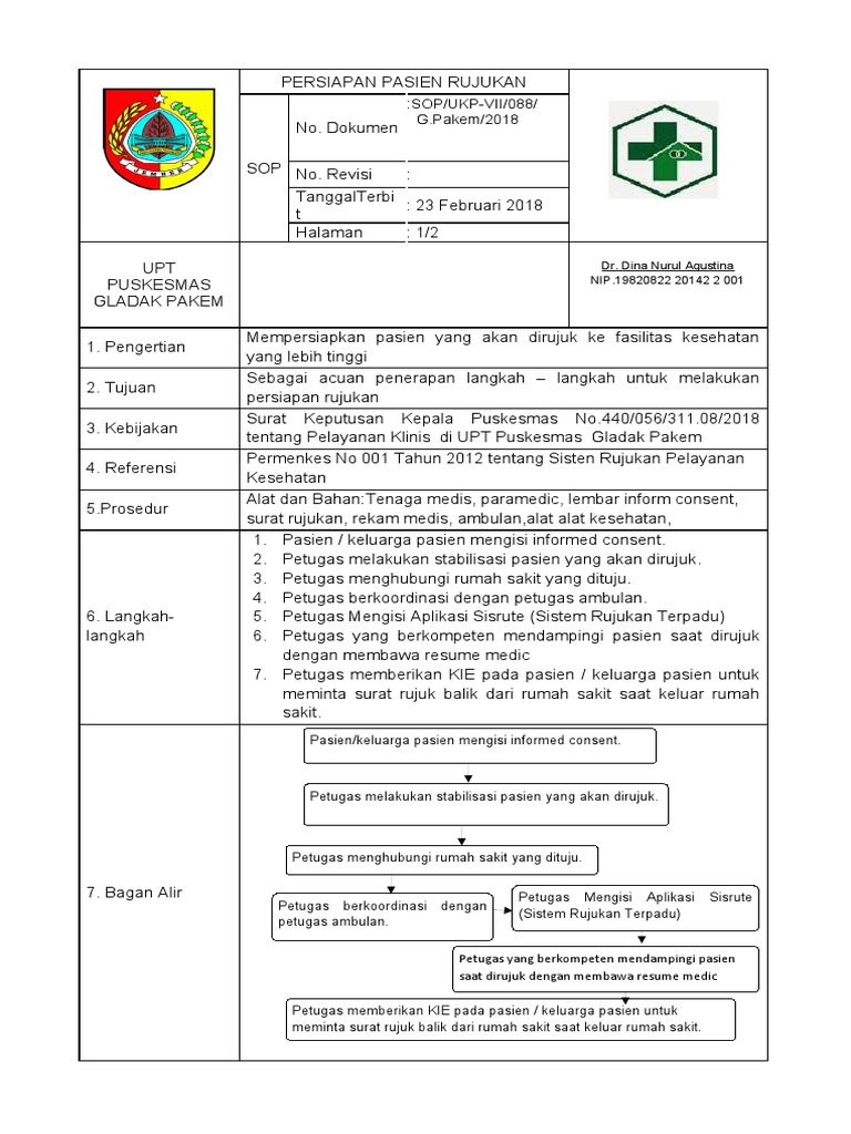 7.5.1.3 SOP Persiapan Pasien Rujukan Edited | PDF | Sains & Matematika