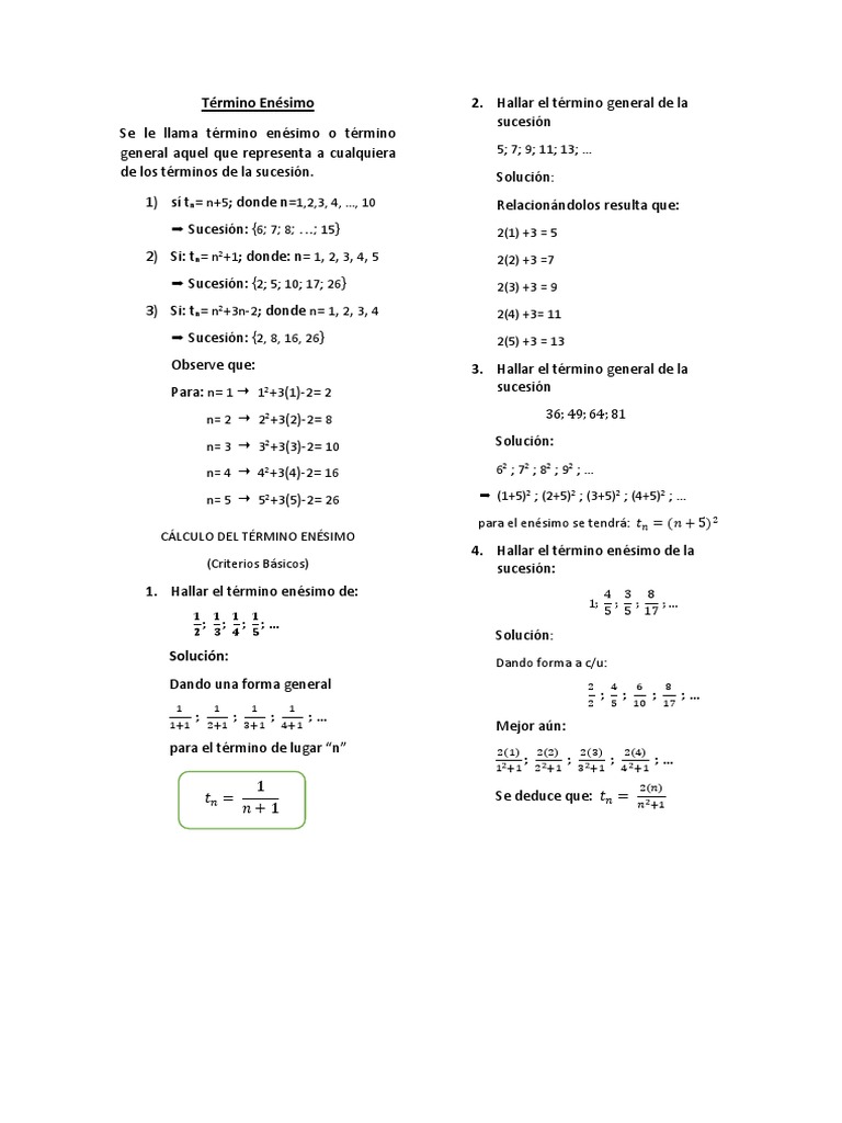 Término Enésimo Razonamiento 3 A 5 Secun | PDF