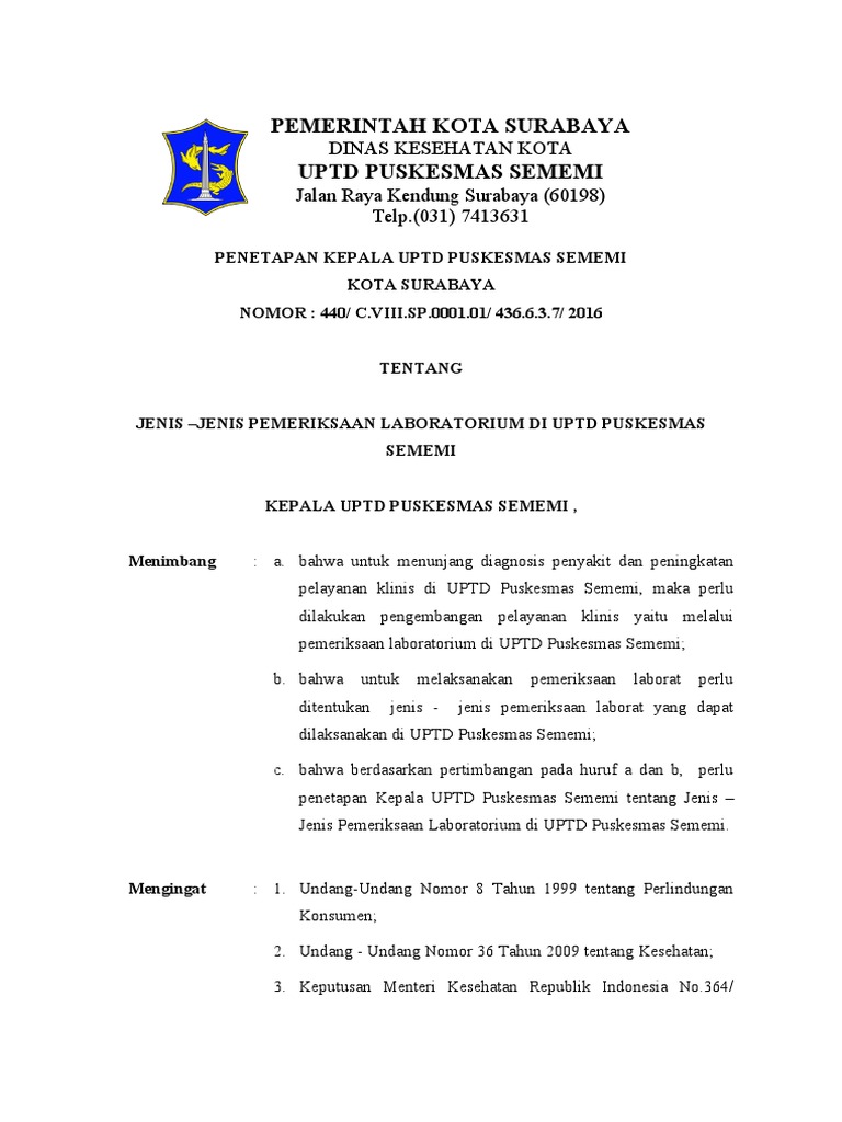 (8.1) 8.1.1 Sp jenis pemeriksaan lab ACC 2016 PDF