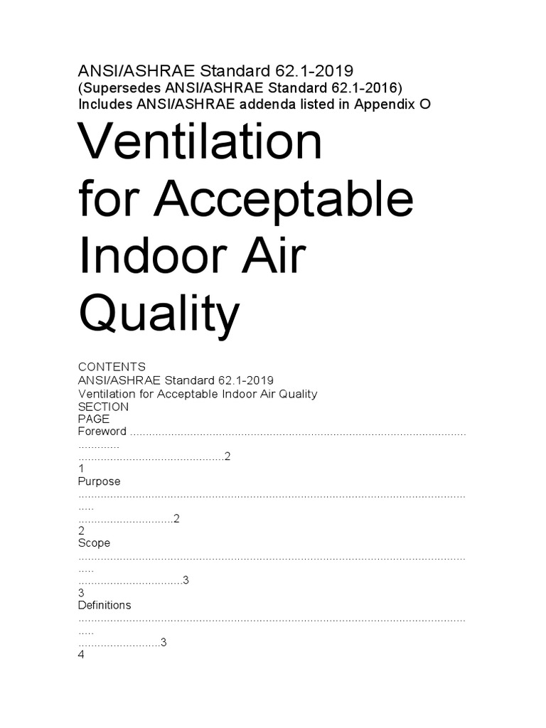 ASHRAE Standard 62.1-2019 Overview | PDF | Ventilation (Architecture ...