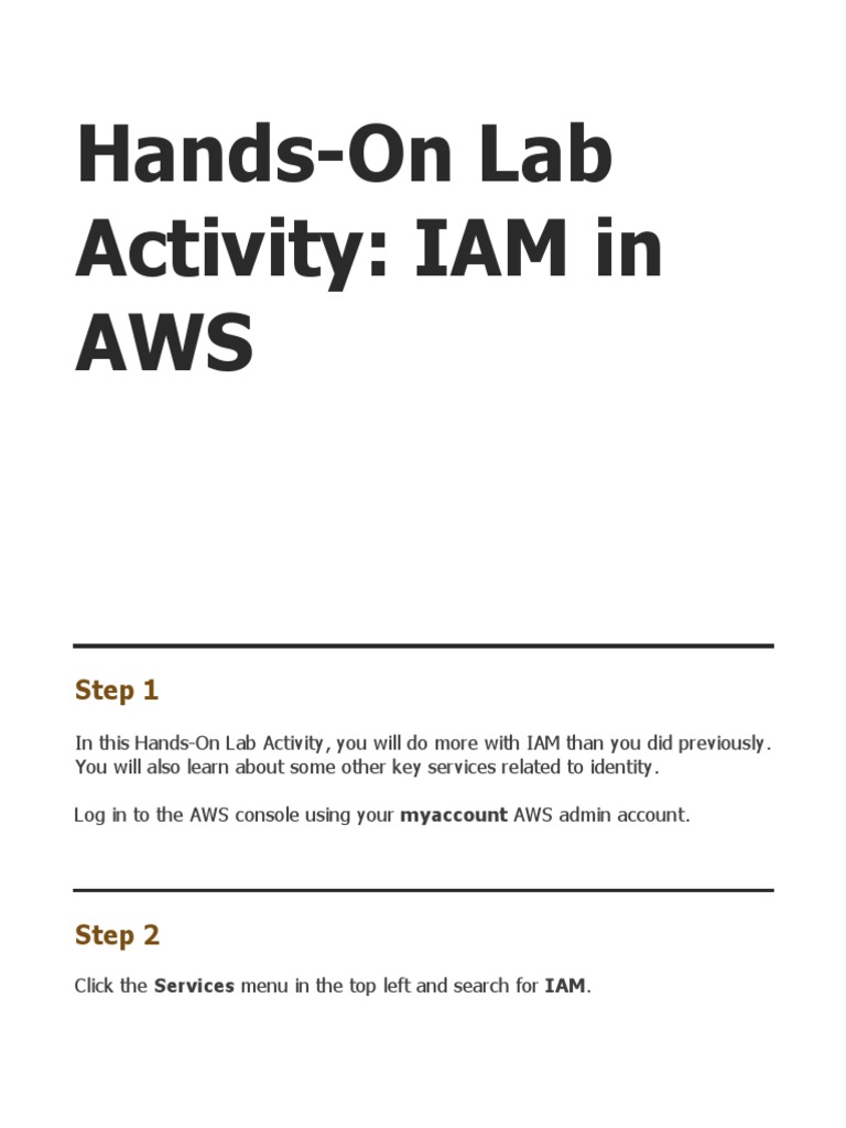 Hands On Lab Activity Iam In Aws Pdf