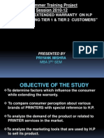 Presentation on Summer Training Projrct in Marketing on H.P EXTENDED Warrnty. - Copy