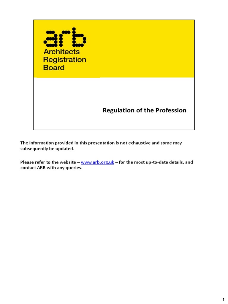 ARB - Regulation of Profession | PDF | Architect | Profession