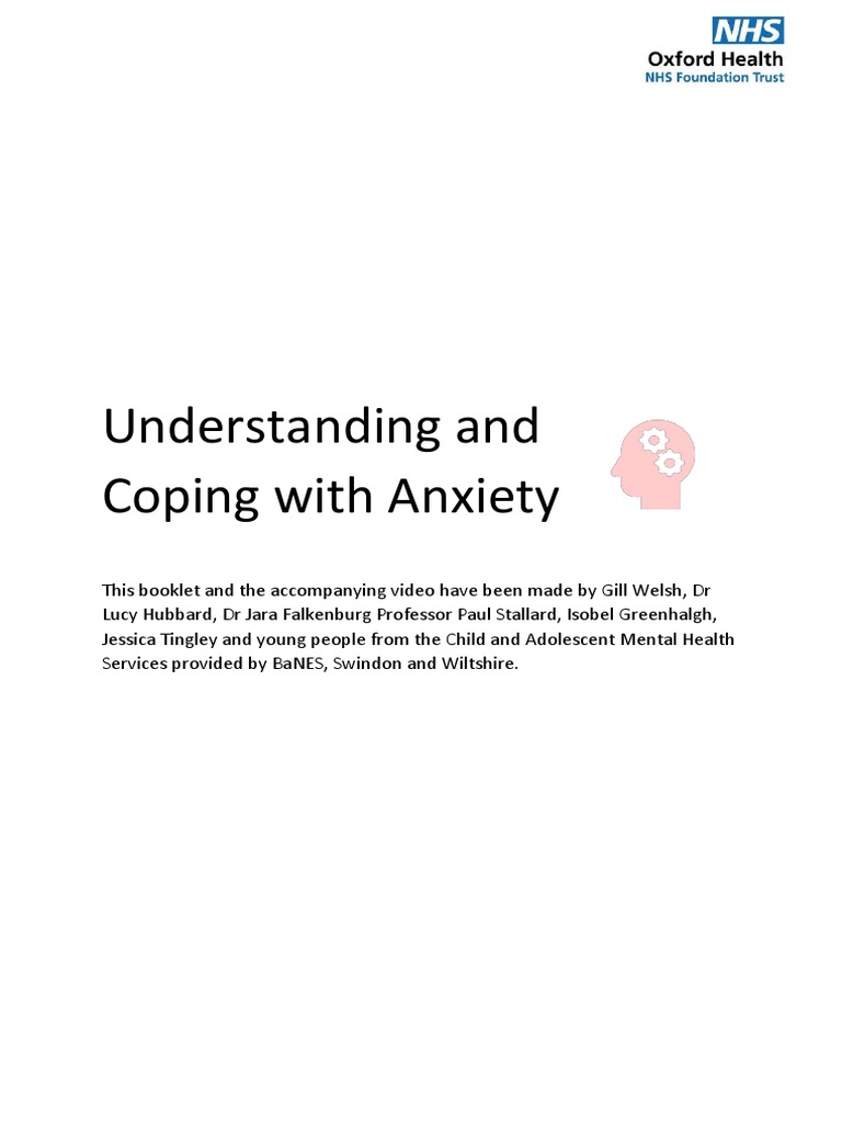 Anxiety Booklet PDF Anxiety Cognitive Behavioral Therapy
