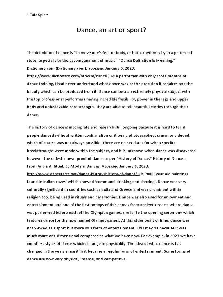 Draft One | PDF | Dances | Ballet