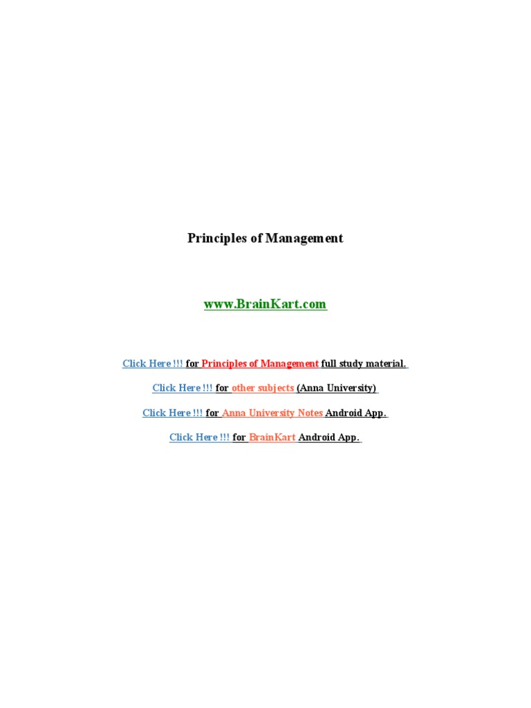 Principles of Management POM - 2 Marks With Answers-1 | PDF