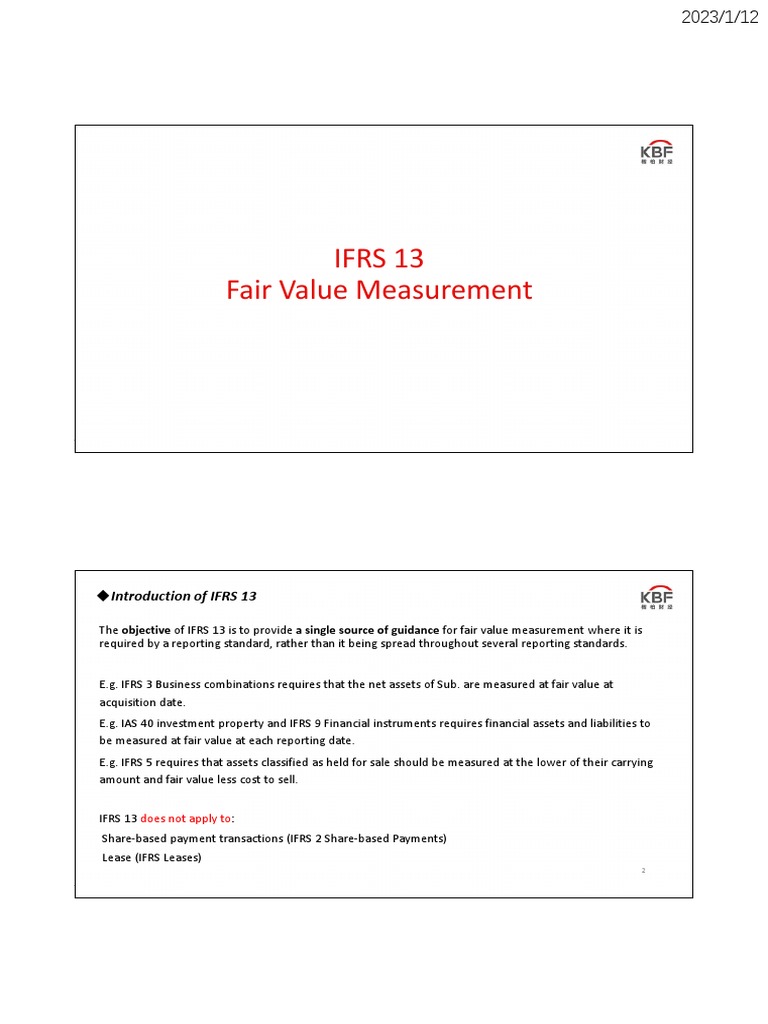 Ifrs 13 Fair Value Measurement