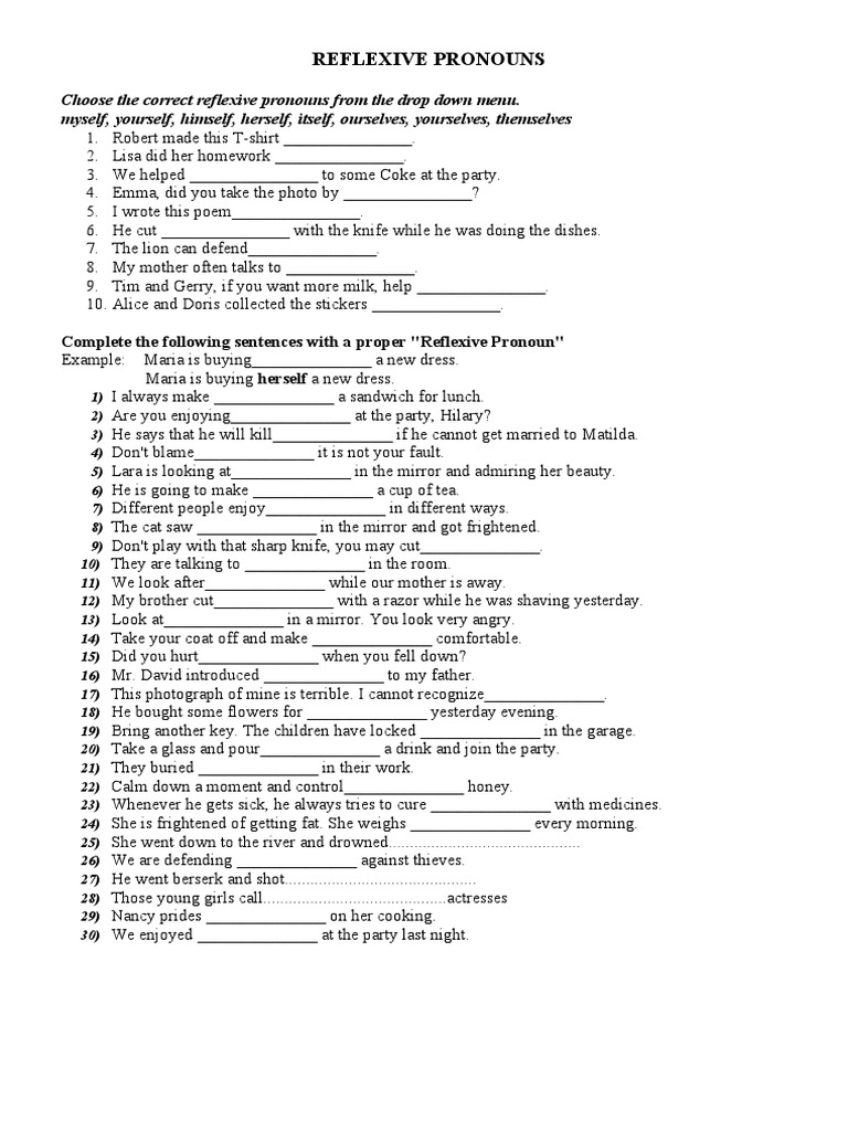 Reflexive Pronouns | PDF