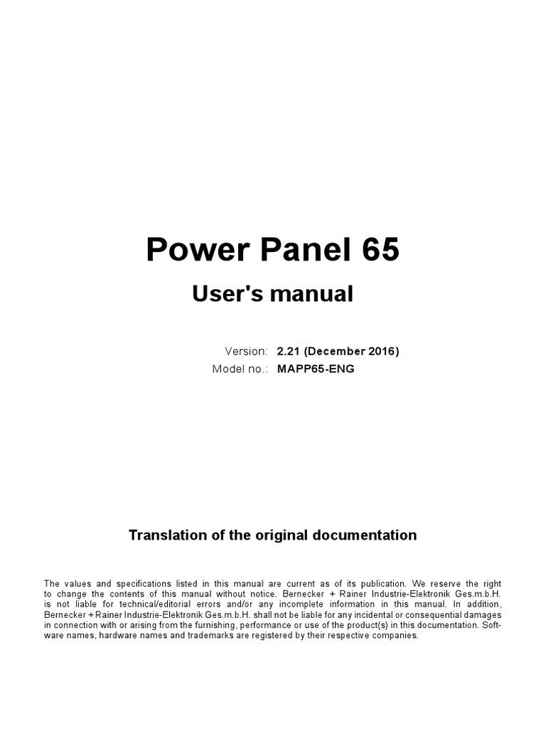 Power Panel 65 User Manual V2.21 | PDF | Electrostatic Discharge ...