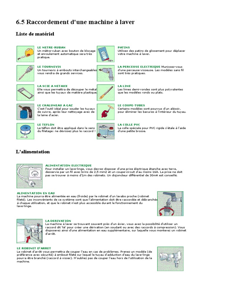 Raccordement machine à laver guide pratique PDF — free download