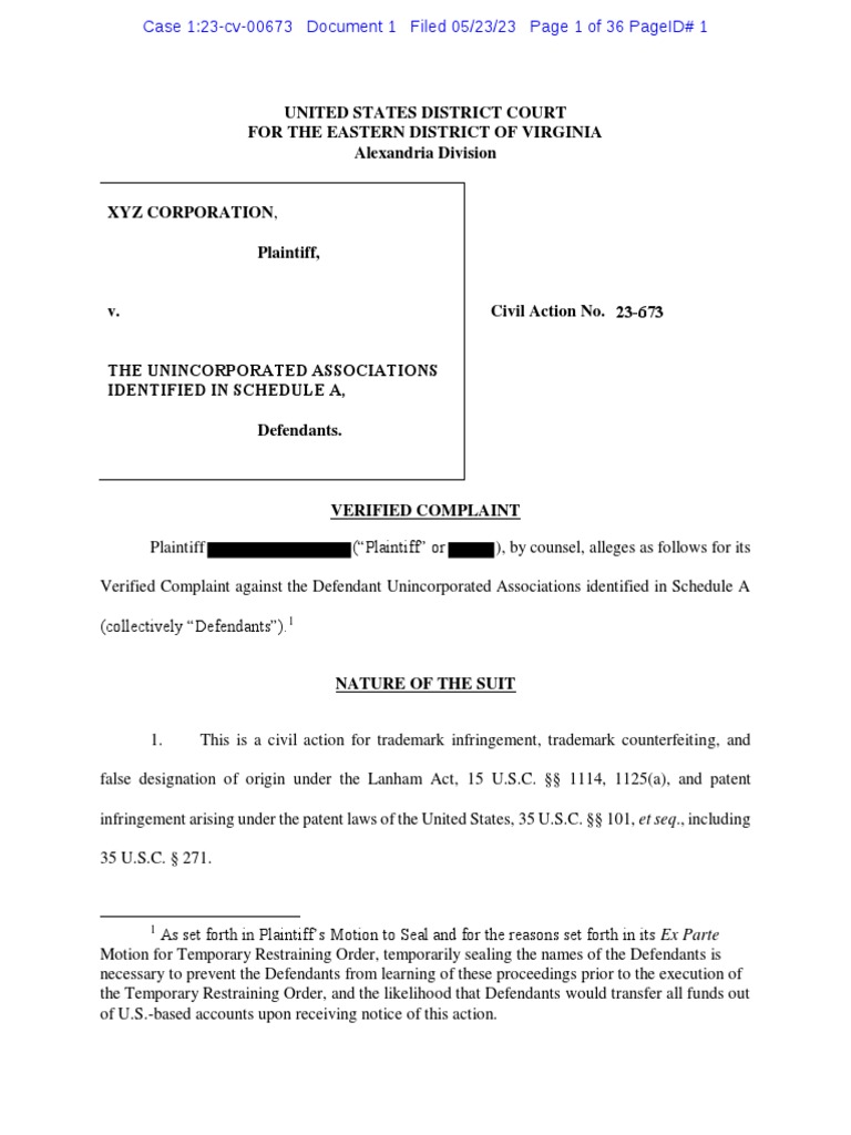 Trademark & Patent Infringement Suit | PDF