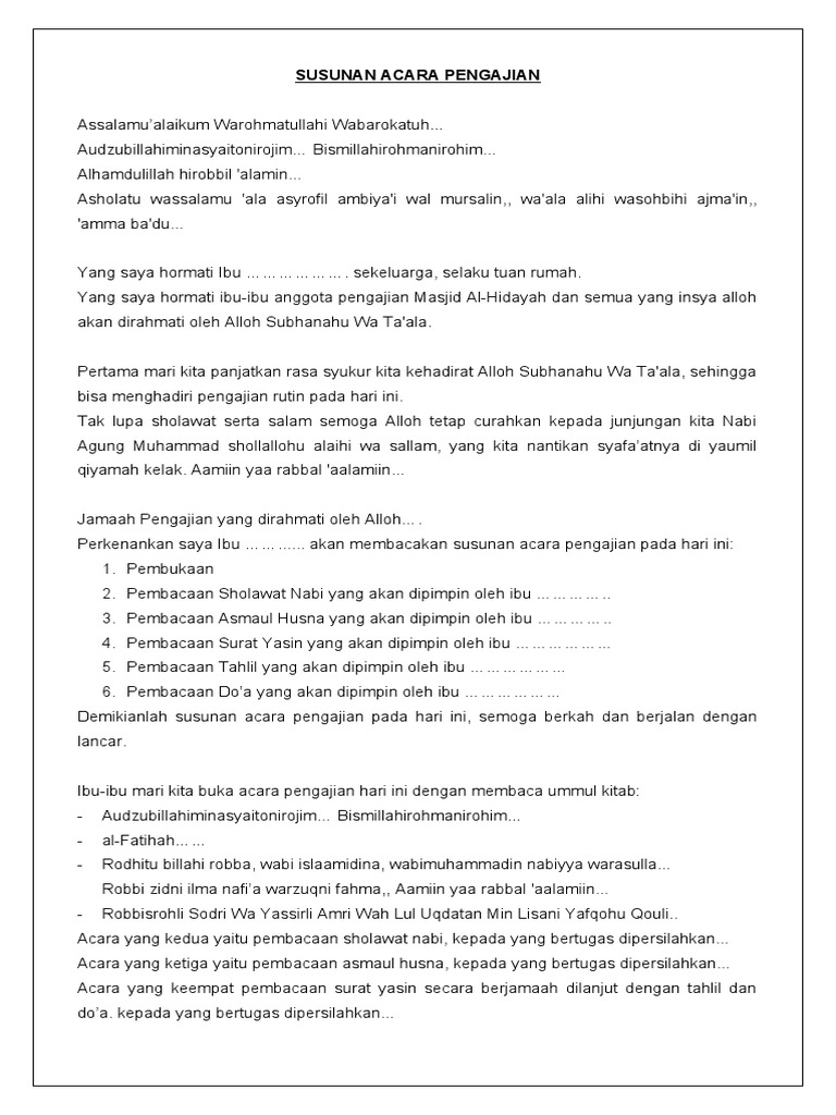 Susunan Acara Pengajian PDF