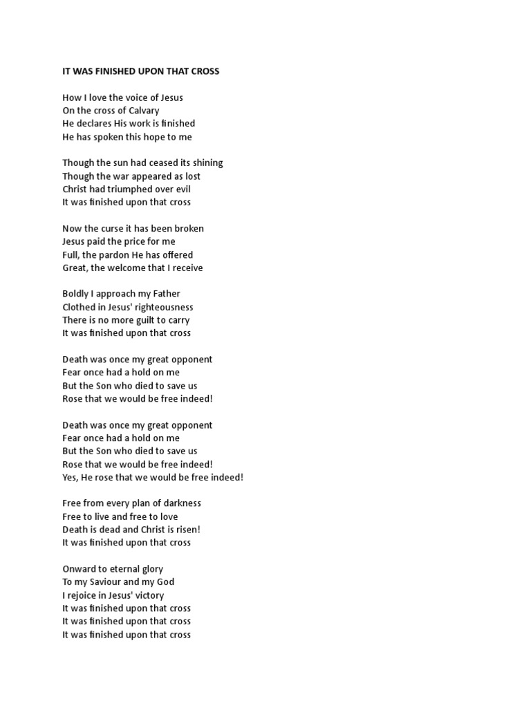 It Was Finished Upon That Cross | PDF