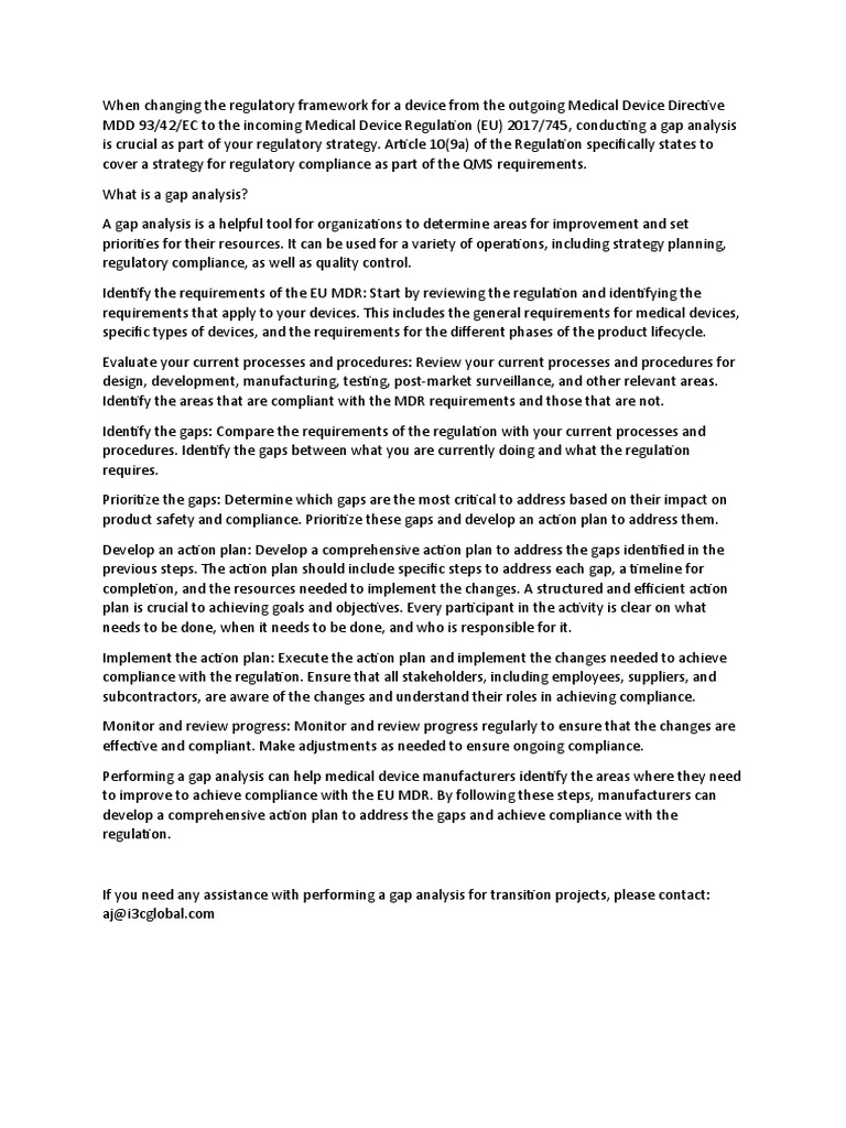 What Is GAP Analysis For QMS Documentation PDF Regulatory