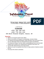 Tours Pricelist 2023