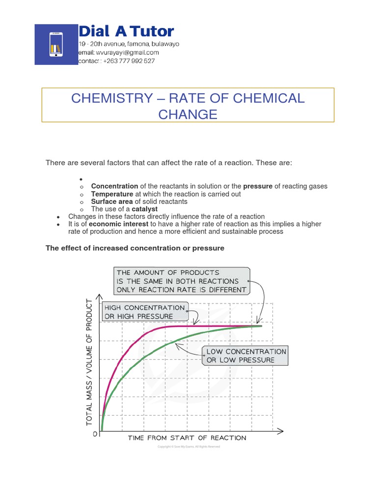 Chemistry - Rate of Chemical Reactions 2023 | PDF | Reaction Rate ...