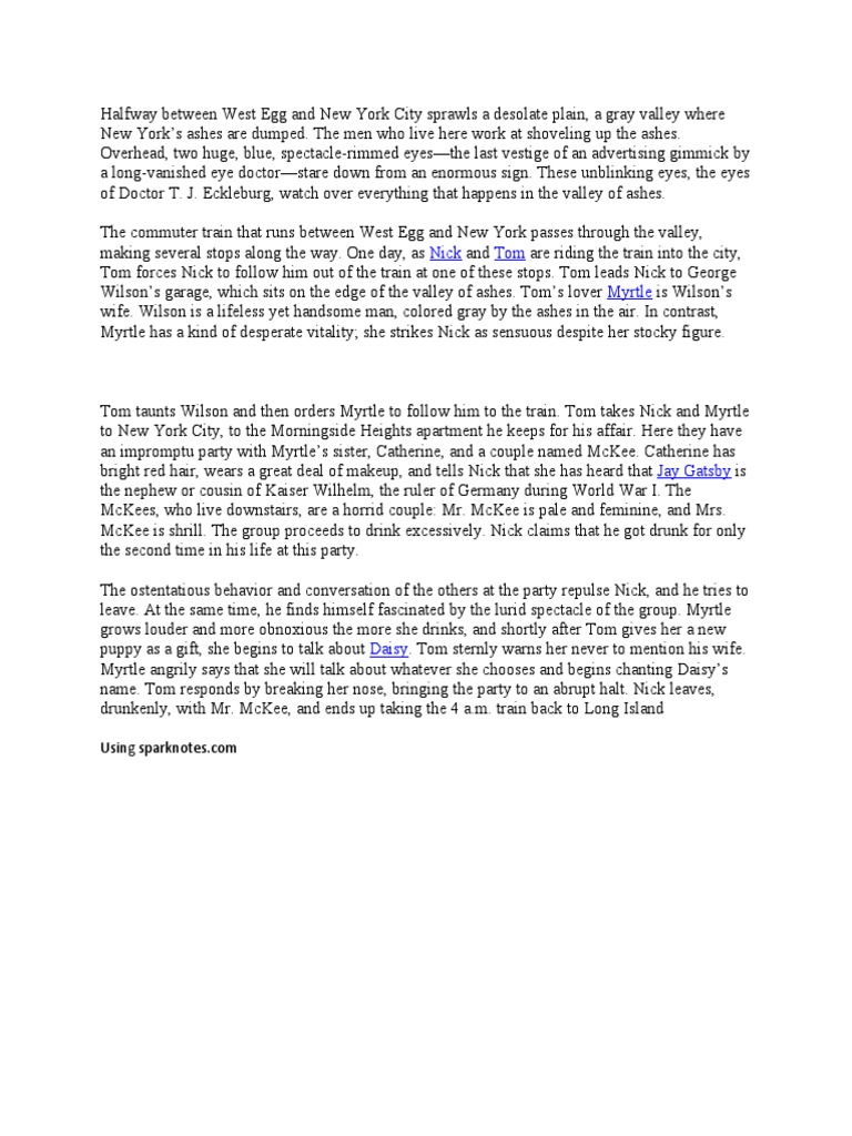 Summary of Great Gatsby Chapter 2 PDF