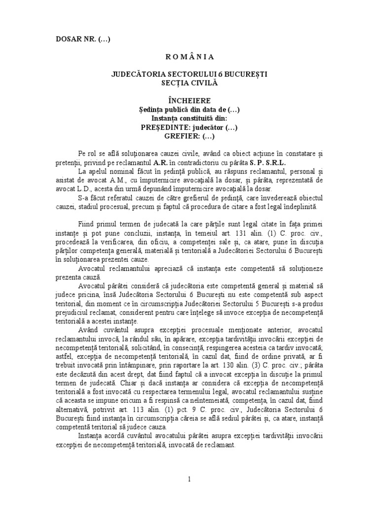 Model-Orientativ-Incheiere-De-Sedinta 7 0 | PDF