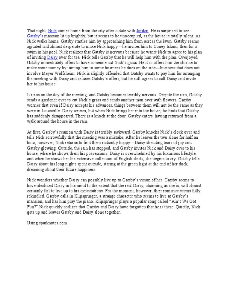 Summary of Great Gatsby Chapter 5 PDF