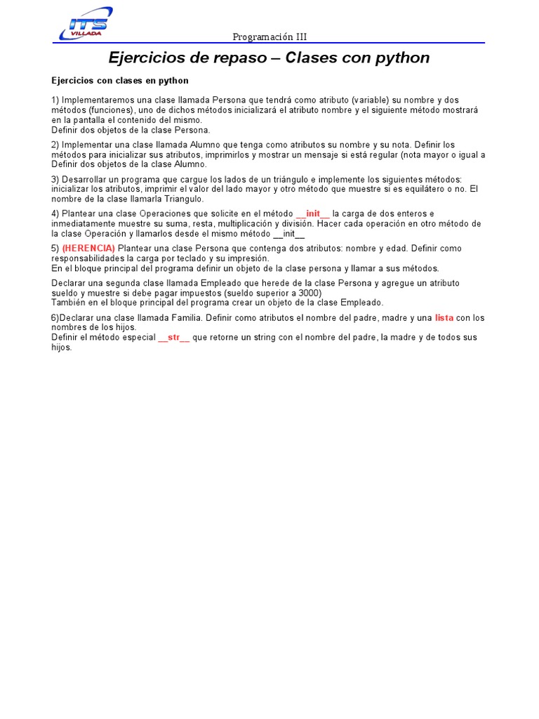 02 - Ejercicios de Clases Con Python | PDF