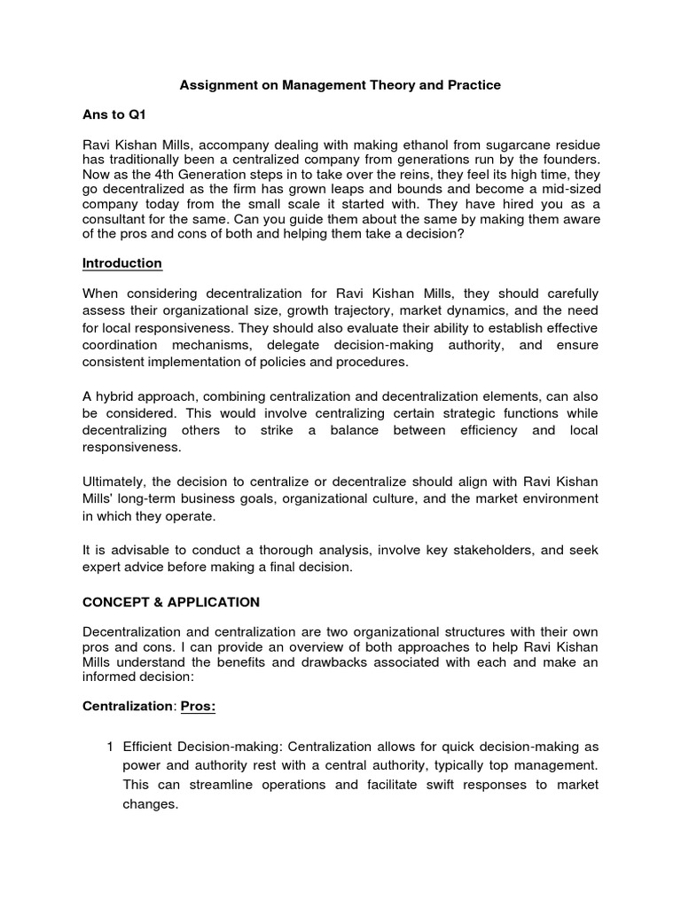 Assignment on Management Theory and Practice PDF