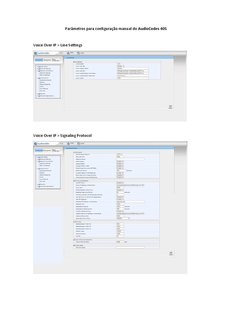 Configuração Manual AudioCodes 405 | PDF | Negócios | Computadores