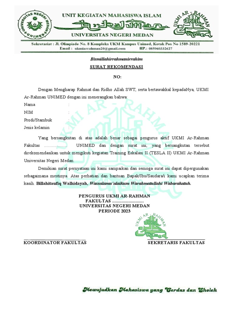 Format surat rekomendasi | PDF
