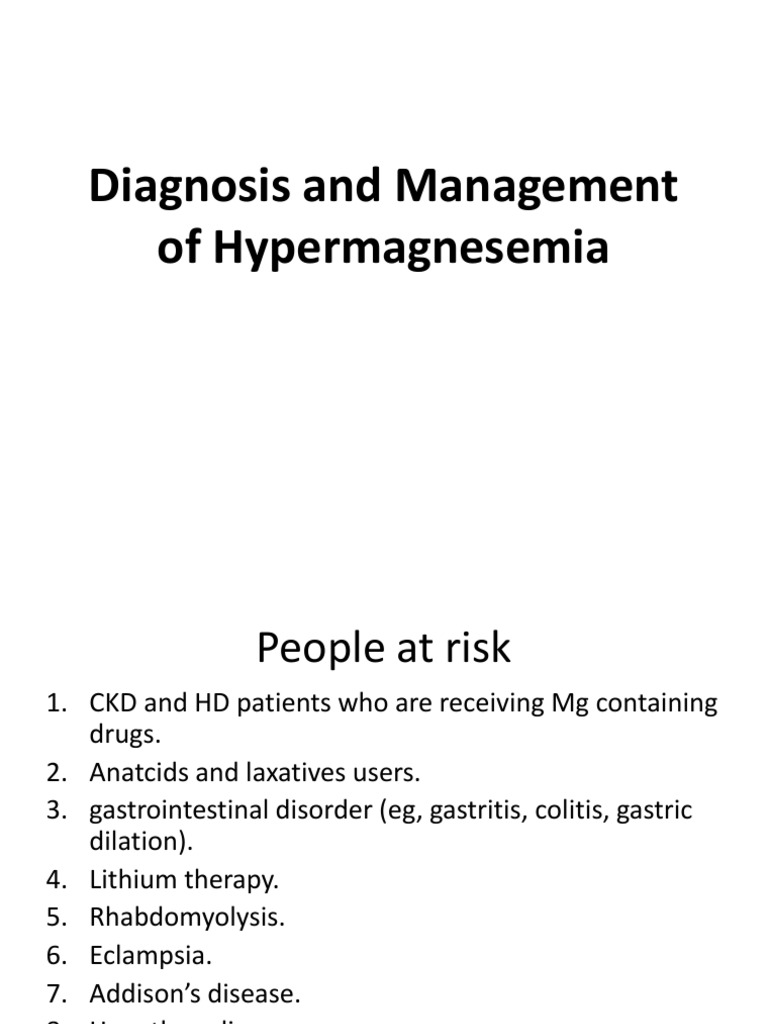 Diagnosis and Management of Hypermagnesemia PDF Dialysis Magnesium