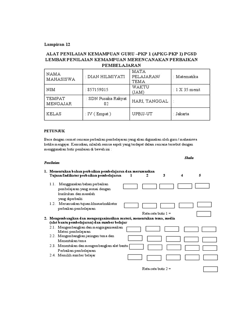 Format APKG 1 dan 2 untuk PKP PAUD | PDF | Karier & Perkembangan ...